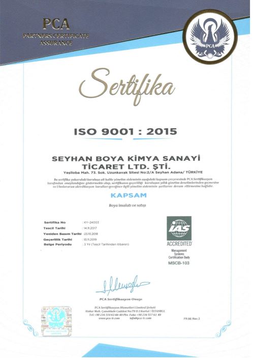 ISO Kalite Standartları Sertifikası